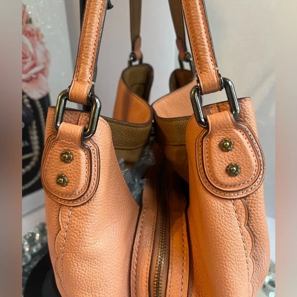 Coach Edie salmon Scalloped Pebble Leather Shoulder Bag - Picture 7 of 16